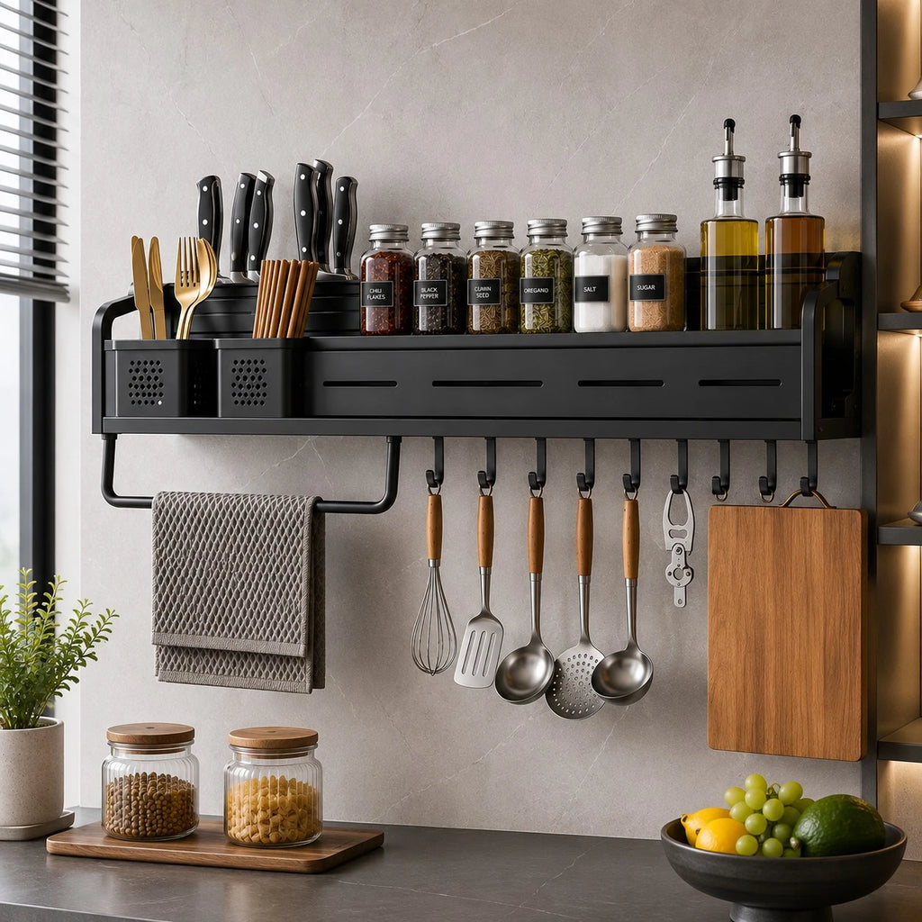 Vyzro All-in-One Multi-Functional Kitchen Storage Rack & Wall-Mounted Organizer