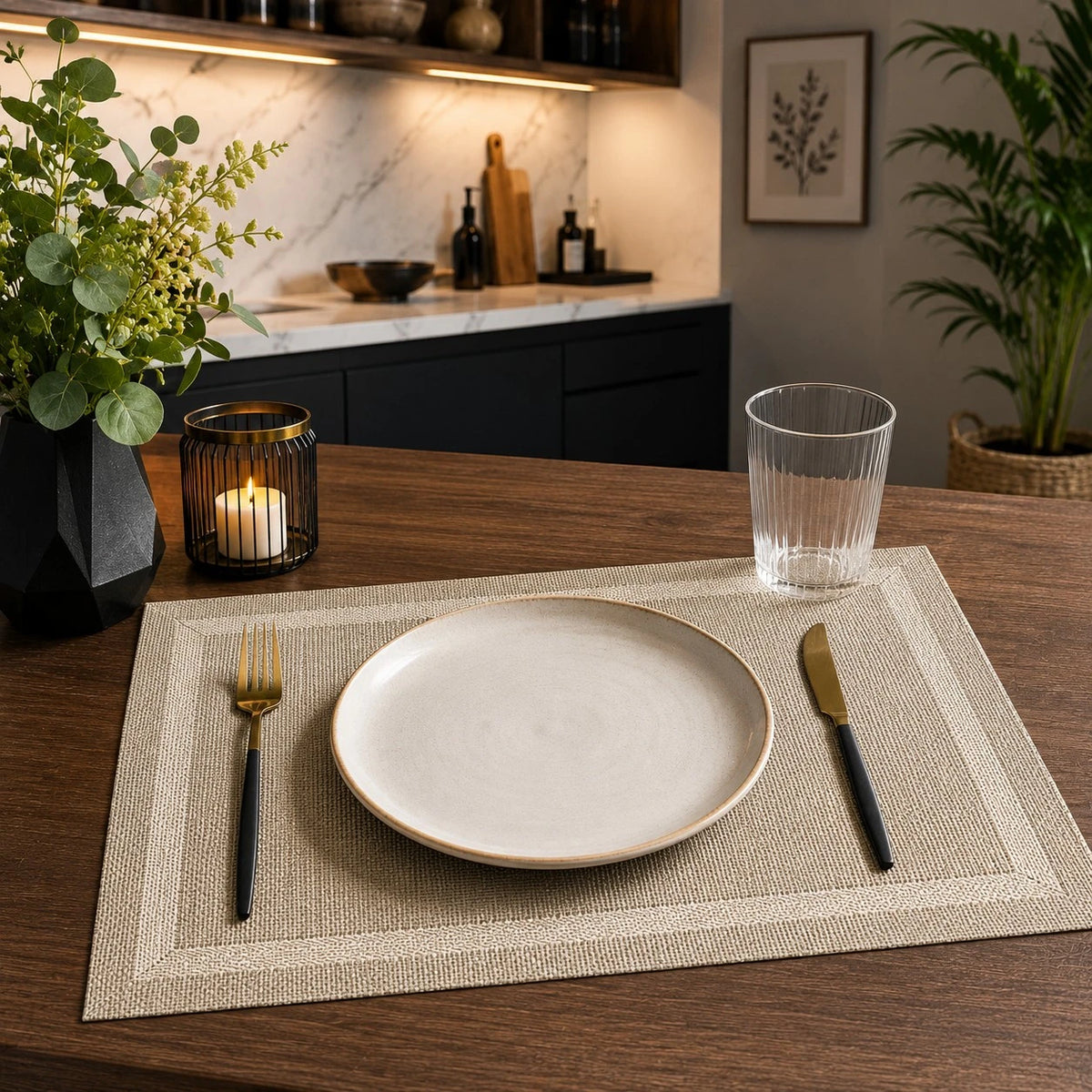 Vyzro Non-Slip Heat-Resistant Kitchen Table Placemat Set