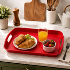 Vyzro Non-Slip Serving Tray with Handles - Plastic Kitchen Food Serving Tray