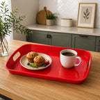 Vyzro Non-Slip Serving Tray with Handles - Plastic Kitchen Food Serving Tray