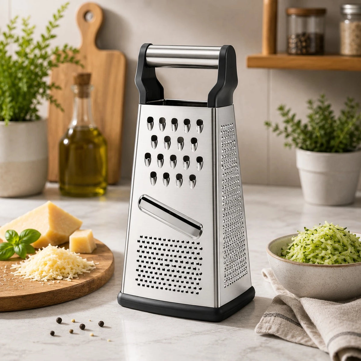 Vyzro Professional 4-Sided Multi-Blade Stainless Steel Box Grater - Kitchen Food Grater