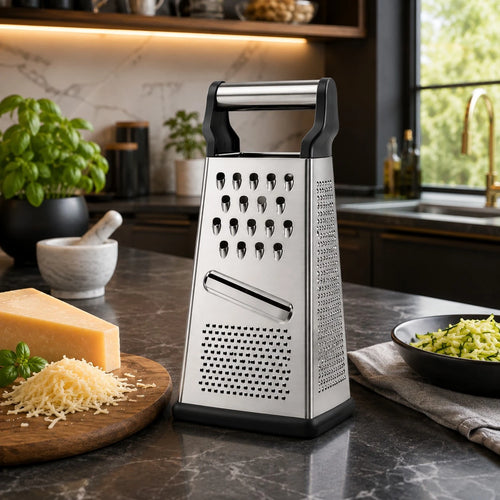 Vyzro Professional 4-Sided Multi-Blade Stainless Steel Box Grater - Kitchen Food Grater