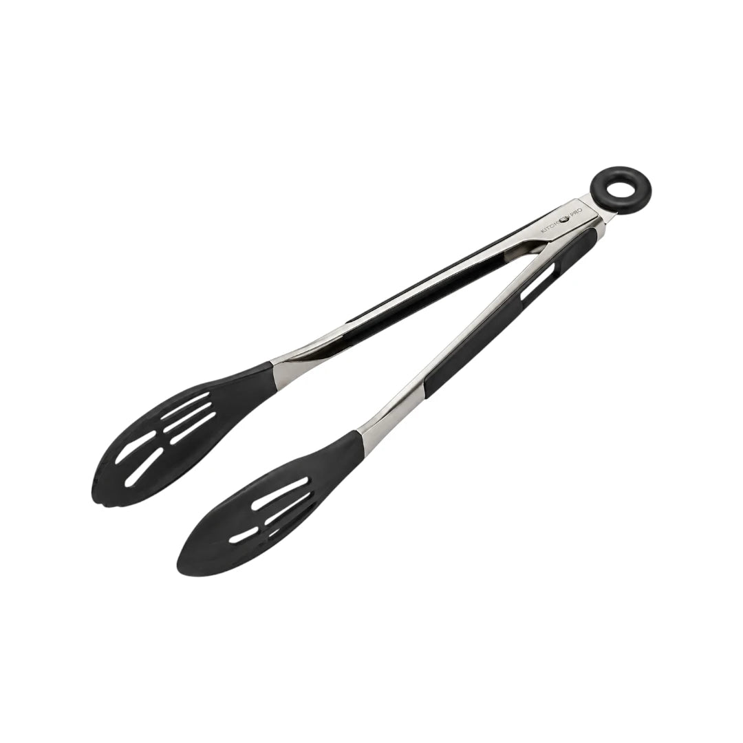 Vyzro Slotted Silicone Head Kitchen Tongs - Premium Cooking & Grilling Utensil