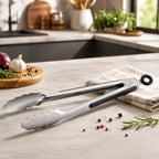 Vyzro Stainless Steel Kitchen Tongs - Ergonomic Cooking & Grilling Utensil